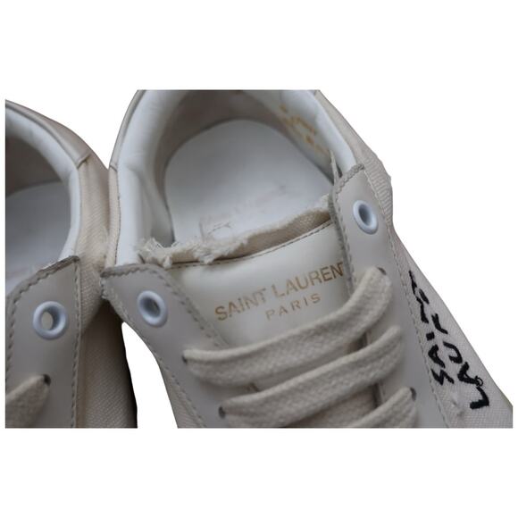 Saint Laurent Court Classic SL/06 Signature Canvas And Leather Sneakers Size 40 - Picture 4 of 13